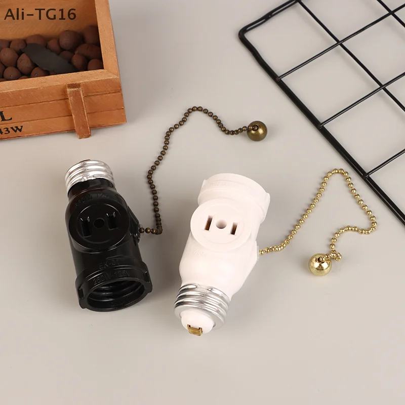 أبيض أسود الباكليت L5-15R الولايات المتحدة إلى E26 ضوء لمبة المقبس مع 15 سنتيمتر سحب سلسلة التبديل أمريكا حامل مصباح تحويل قاعدة