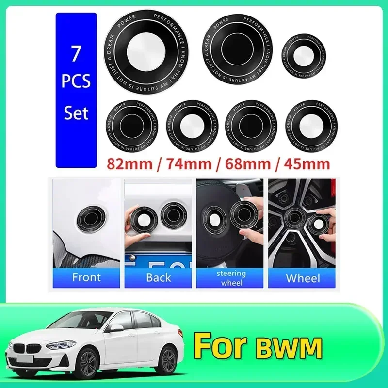 

7pcs 45mm 68mm 74mm 82mm Car Logo Front Hood Emblem rear boot badge for BMW E28 E32 E43 E52 E53 E63 E64 E93 E94 E87 F10 F20 F30