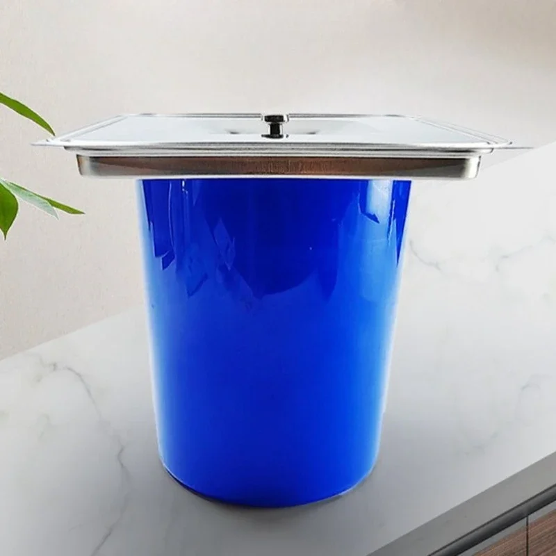 Embedded Waste Bins Stainless Steel Kitchen Trash Can Household Cabinet Hide Litter Bins Food Waste Cleaning Dustbin With Lid