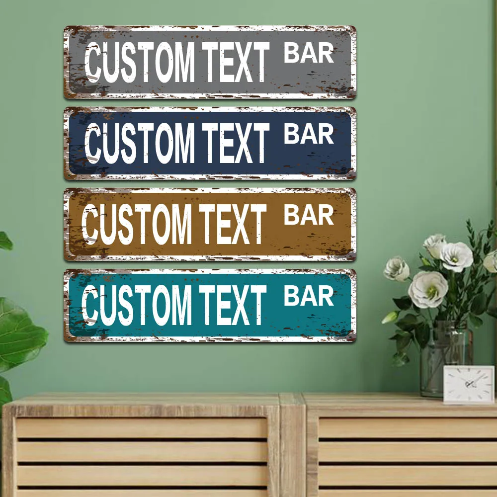 1pc diy sliver/blue/yellow/blue Personalized Text Iron Wall Signs Metal Wall Plaque For Home Decor Living Room Bedroom