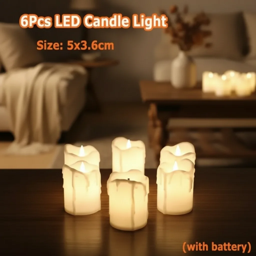 

6шт светодиодные свечи на батарейках Рождественские каникулы Свадьба Домашний декор Атмосфера Лампы Ночник