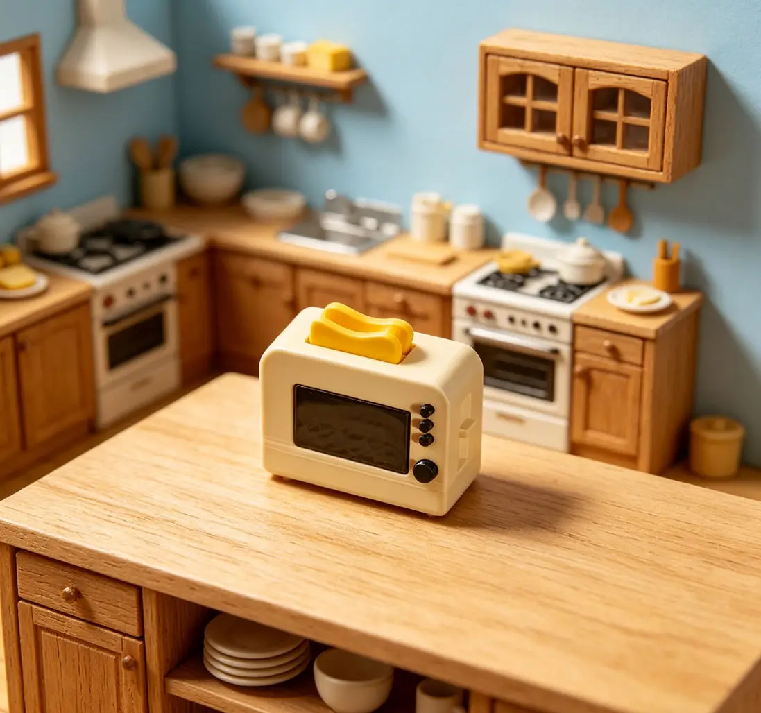 

Miniature Dollhouse Toaster, 1/12 Scale Kitchen Appliance, Simulation Bread Maker Model for Dollhouse Decor