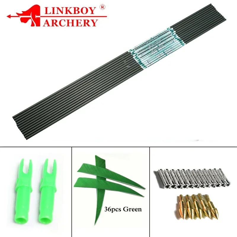 

12 шт., карбоновые стрелы для стрельбы из лука, вал 0,001, 4 дюйма, лопасти для индейки, наконечники для стрел, лопасти для стрел, традиционный лук для охоты