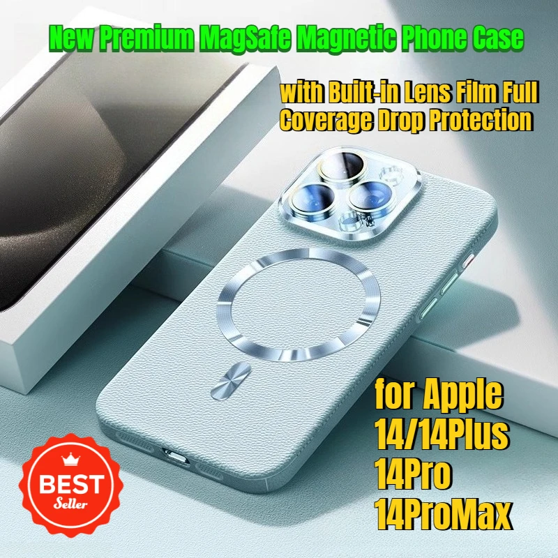 

New Premium MagSafe Magnetic Phone Case for Apple 14/14Plus/14Pro/14ProMax with Built-in Lens Film Full Coverage Drop Protection