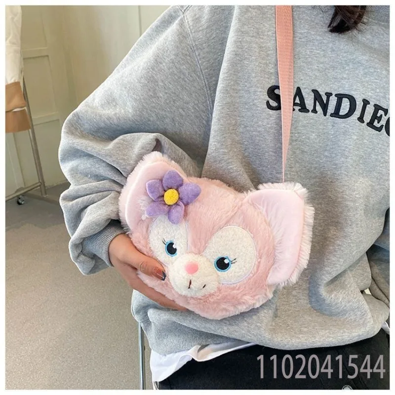 Disney Linabelle Plush Crossbody Bag for Girls Cute Cartoon Student Side Luxury Designer Shoulder Bag Free Shipping