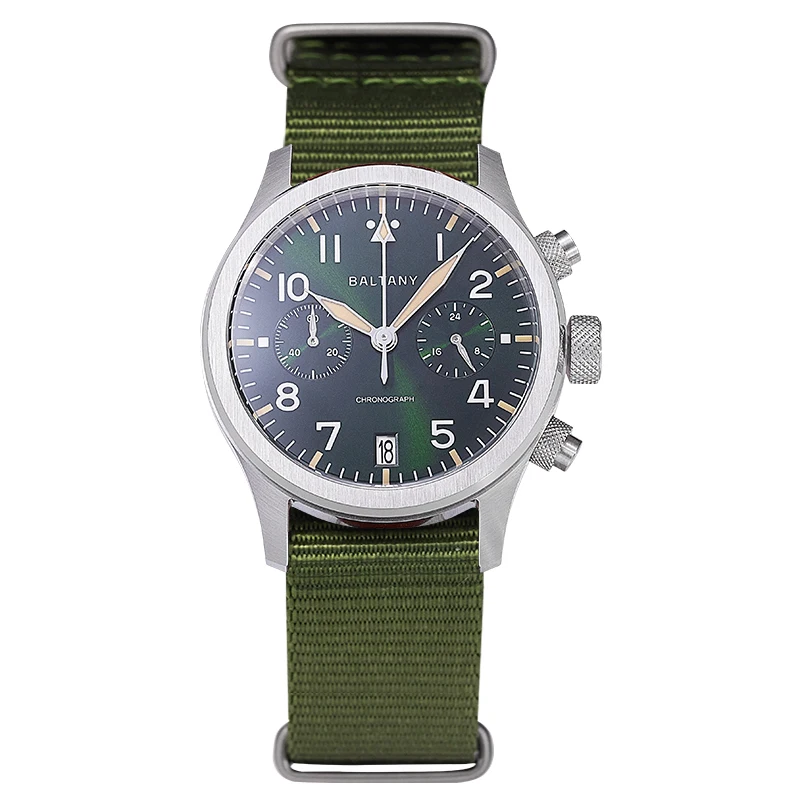 Baltany Men Chronograph Watch 39mm Panda Pilot Military Quartz