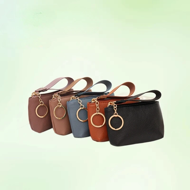 Fashionable New Coin Purse Lychee Pattern Hand-held Small Wallet Casual Hanging Rope Bag Multifunctional Mini Change Storagebag