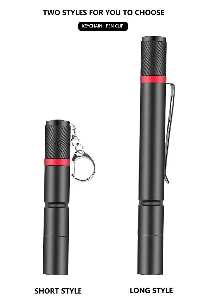 LED Keychain Flashlight Mini Flashlight Pocket Emergency Light Pen Light Small Torch Mini LED Pen Clip Check Light AAA