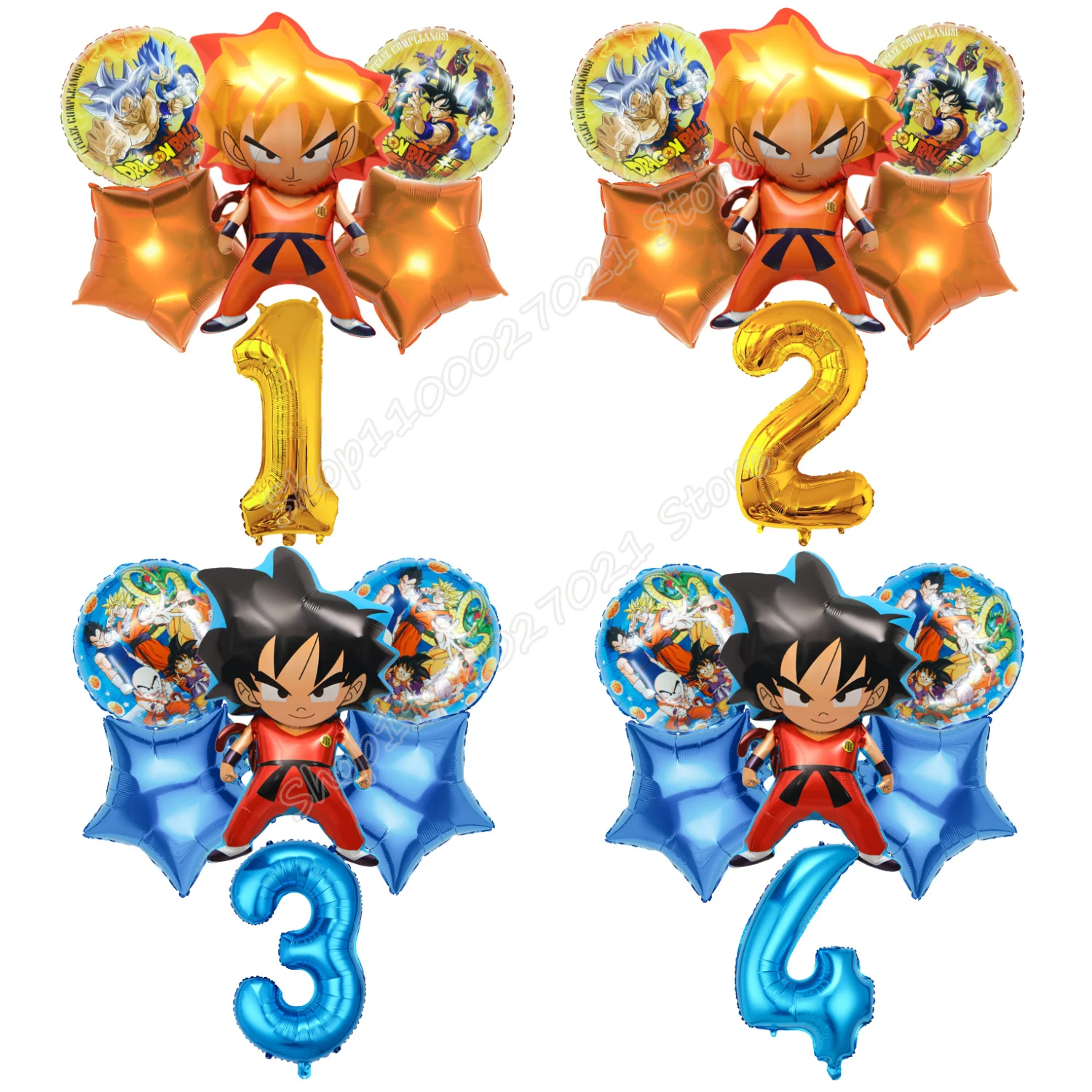 Dragon Ball Goku Birthday Ballons 6pcs Set Hot Anime Aluminum Foil Number Balloons New Children Party Decoration Props Kids Gift