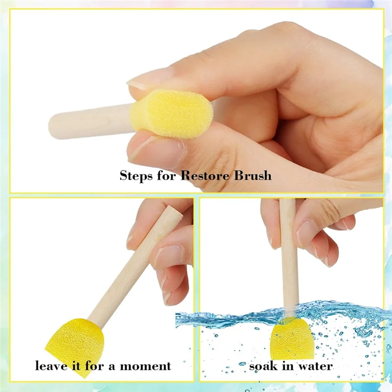 HHO-For Kids Painting Tools- 40Pcs Foam Paint Brushes Round Sponge Brush With Wooden Handles For Painting