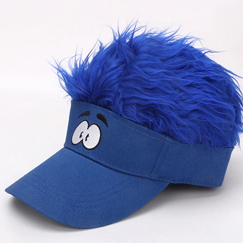 New plush embroidered cartoon quirky eyes wig baseball cap sun hat street hip-hop duck tongue cap male