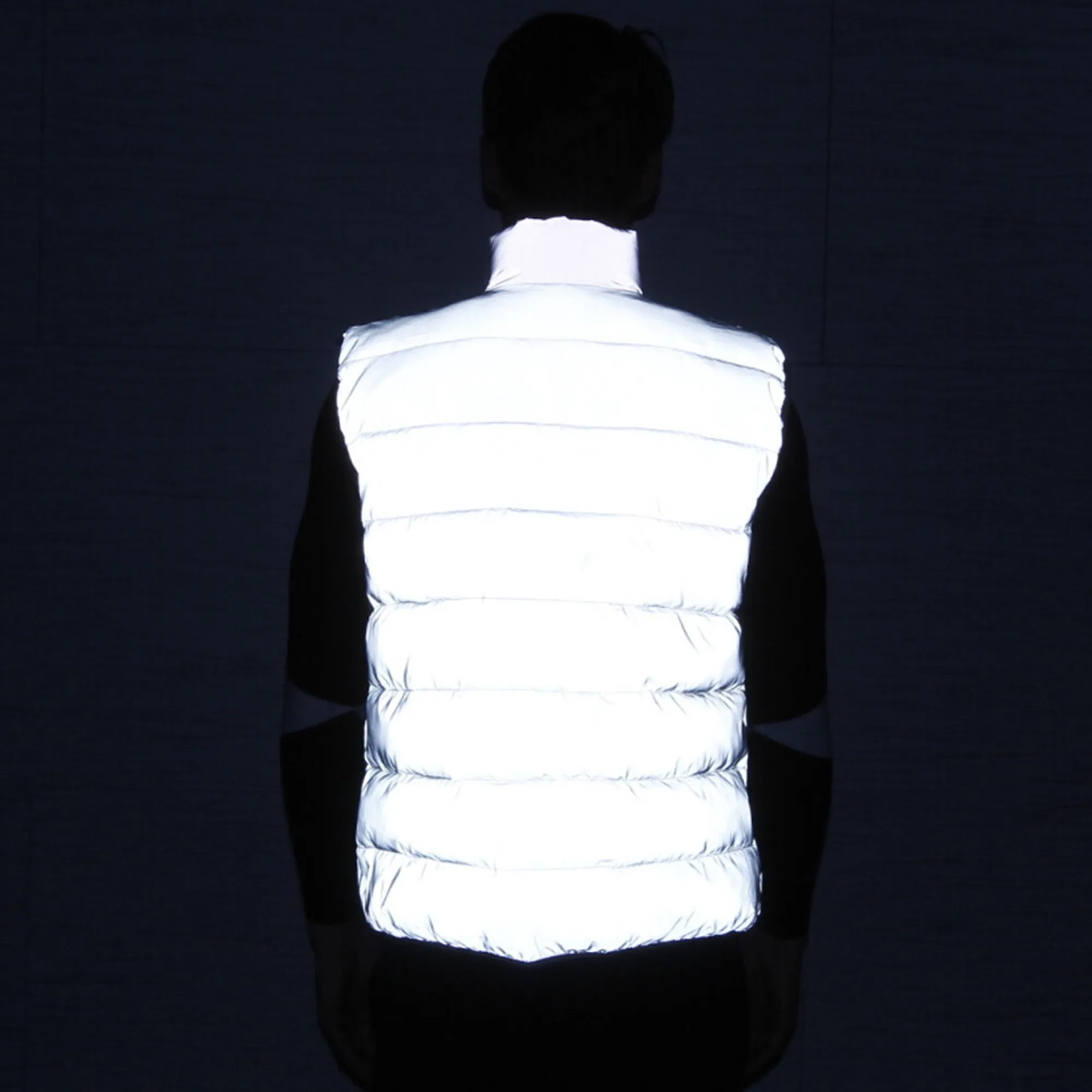 Unisex Holographic Reflective Vest Casual Sleeveless Jackets Reflective Rave Zipper Waistcoat for Autumn Winter