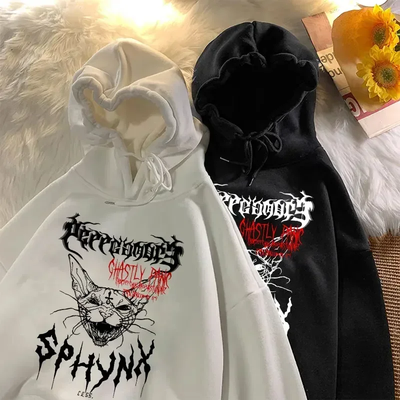Harajuku felpe con grafica gotica Unisex moda Pullover felpa vestiti autunno inverno nero girocollo Streetwear top