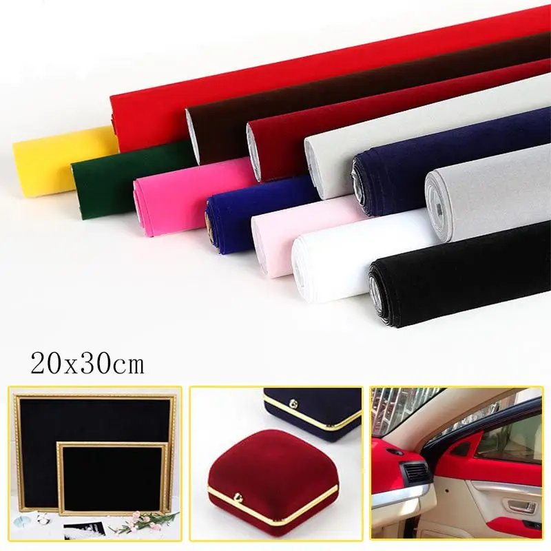 5pcs 20x30cm thick 1.2mm thickSelf-adhesive Velvet Flock Liner Jewelry Contact Paper Craft Fabric Sticker MultiColor