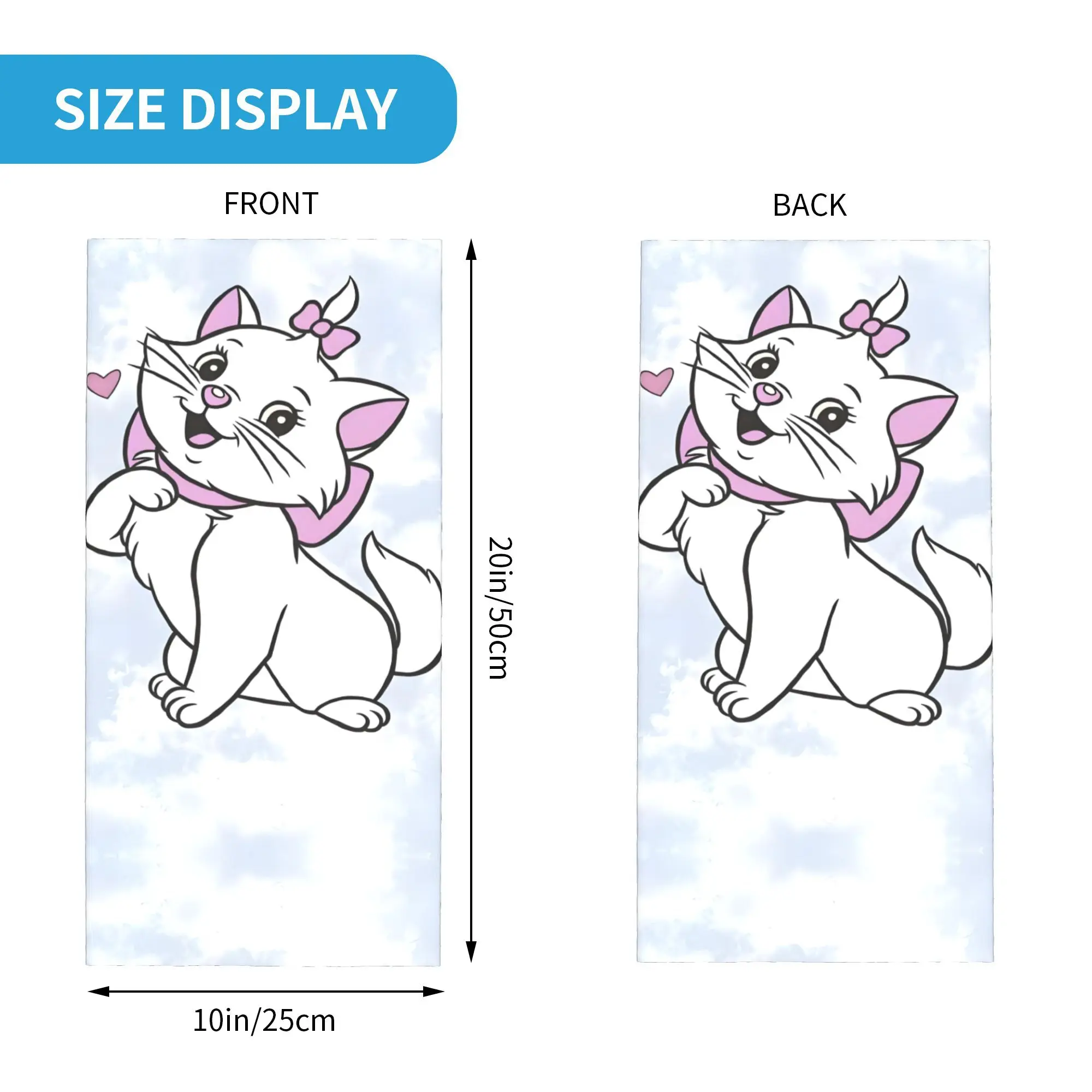 Custom Cartoon Marie Cat Neck Gaiter Men Women Windproof Winter Animal Bows Bandana Scarf for Cycling