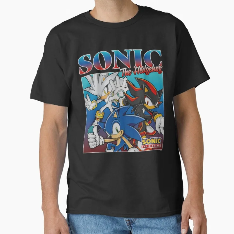 

Racing Cartoon Cute Anime tee 1021 Sonic The Hedgehog Shadow Character Paint Graphic T-Shirt Y2K clothes All size tops S-6XL