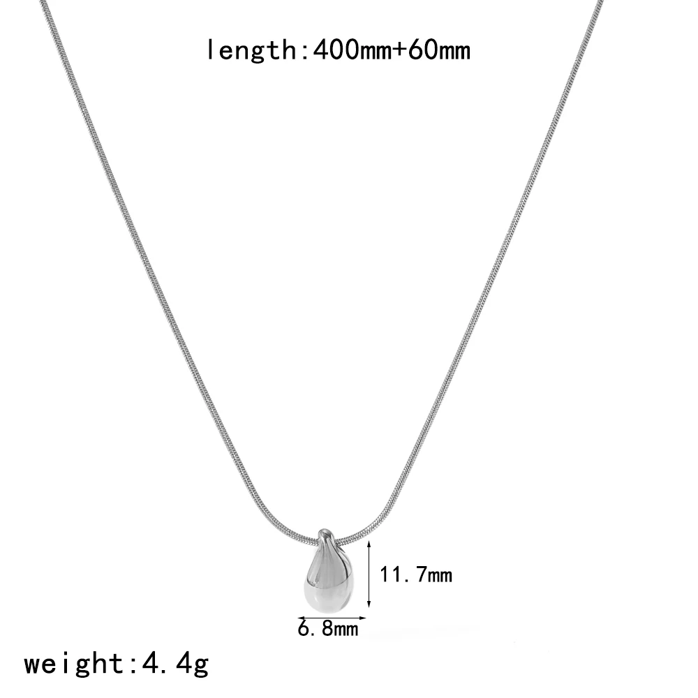 Minimalistische Damen-Halskette mit Tropfenanhänger aus Edelstahl, 18K vergoldet, wasserdicht, alltägliches Schmuckzubehör – Detail 7