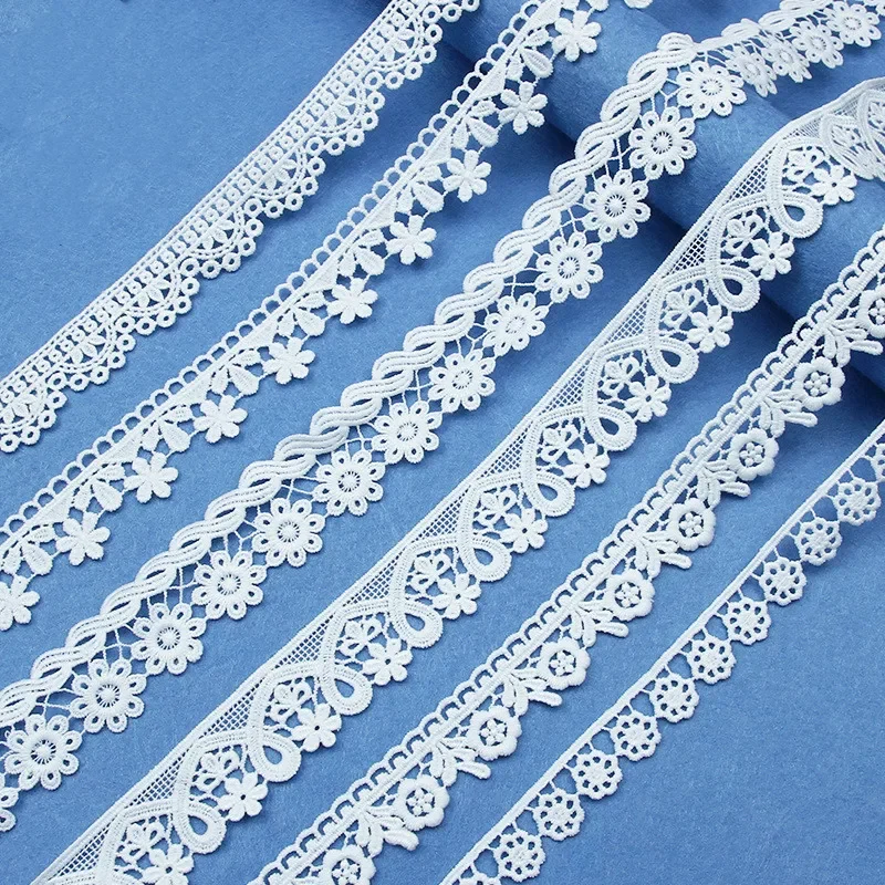 Water Soluble Milk Silk Ribbon, Flower Lace Trim Fabric for Sewing Bridal Wedding Dress Crafts, 5 Yards