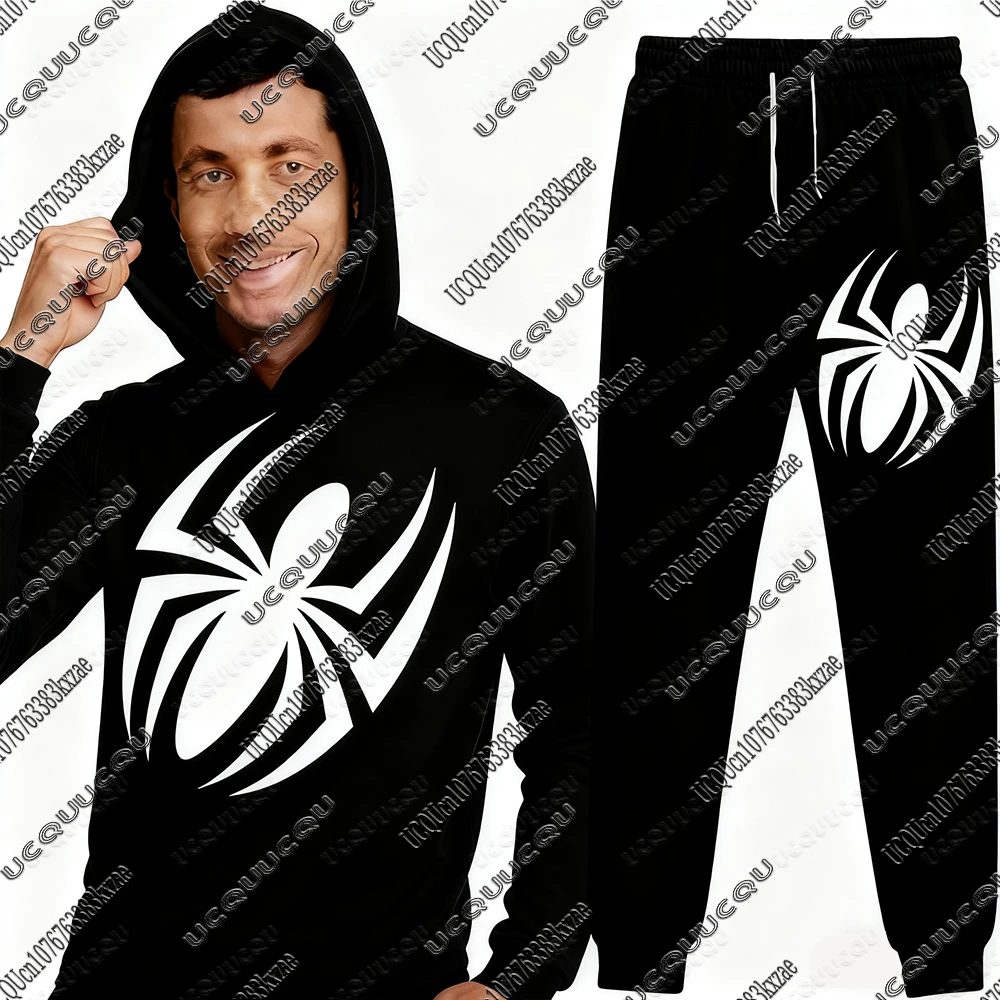 

Super-hero Spiderman Fitness Hoodies+Long Pants Suits Autumn Winter Tracksuit Sets For Men Casual Gym Suits Christmas Outfits