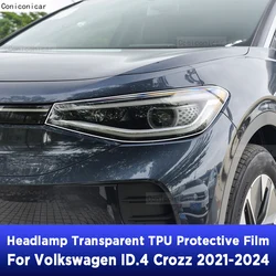 Car Headlight Protection Transparent Anti-Scratch Protective Film TPU Stickers For Volkswagen ID.4 Crozz 2021-2024 Accessories