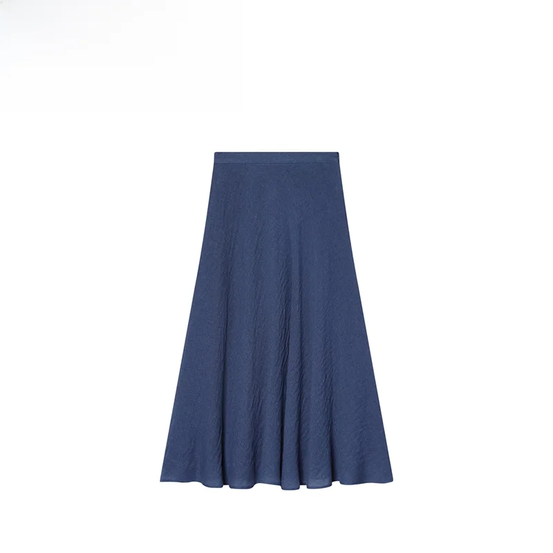 

Faionable Cowl Ne Midi Skirt for Women Autumn New Sle Versatile Ele Dring Polyester Fabric Casual Scene