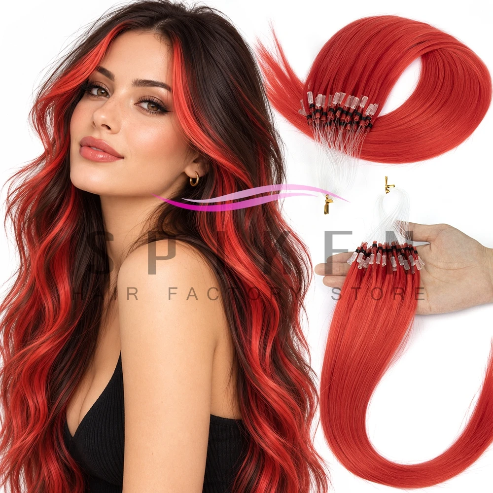 Multi-color Micro Loop Ring Human Hair Extensions 50pcs/30G Beads Tip Invisible Microlink Hair Extensions Micro Loop 12