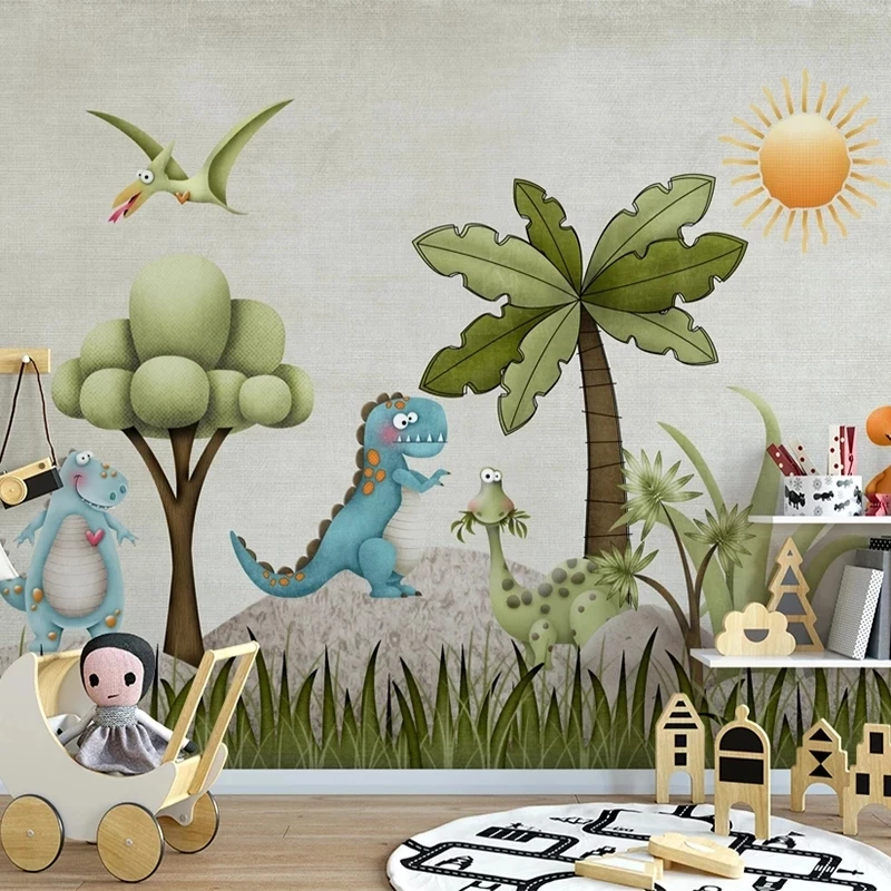 Custom Photo Wallpaper 3D Cartoon Dinosaur Tree Background Mural Children's room Living room TV background bedroom restaurant 8d