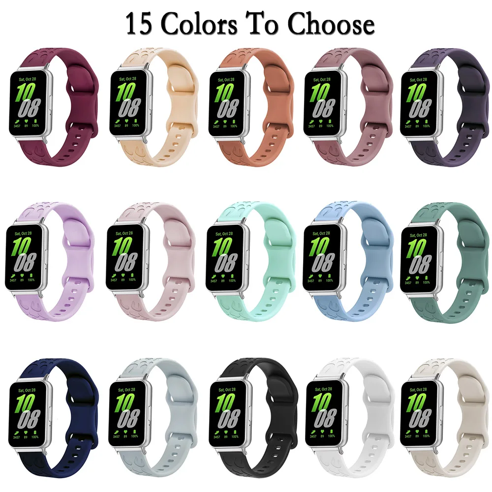 삼성 갤럭시 핏 3 SM-R390 시계 밴드 스트랩, 레오파드 질감 고무, 부드럽고 내구성 있는 실리콘 시계 밴드