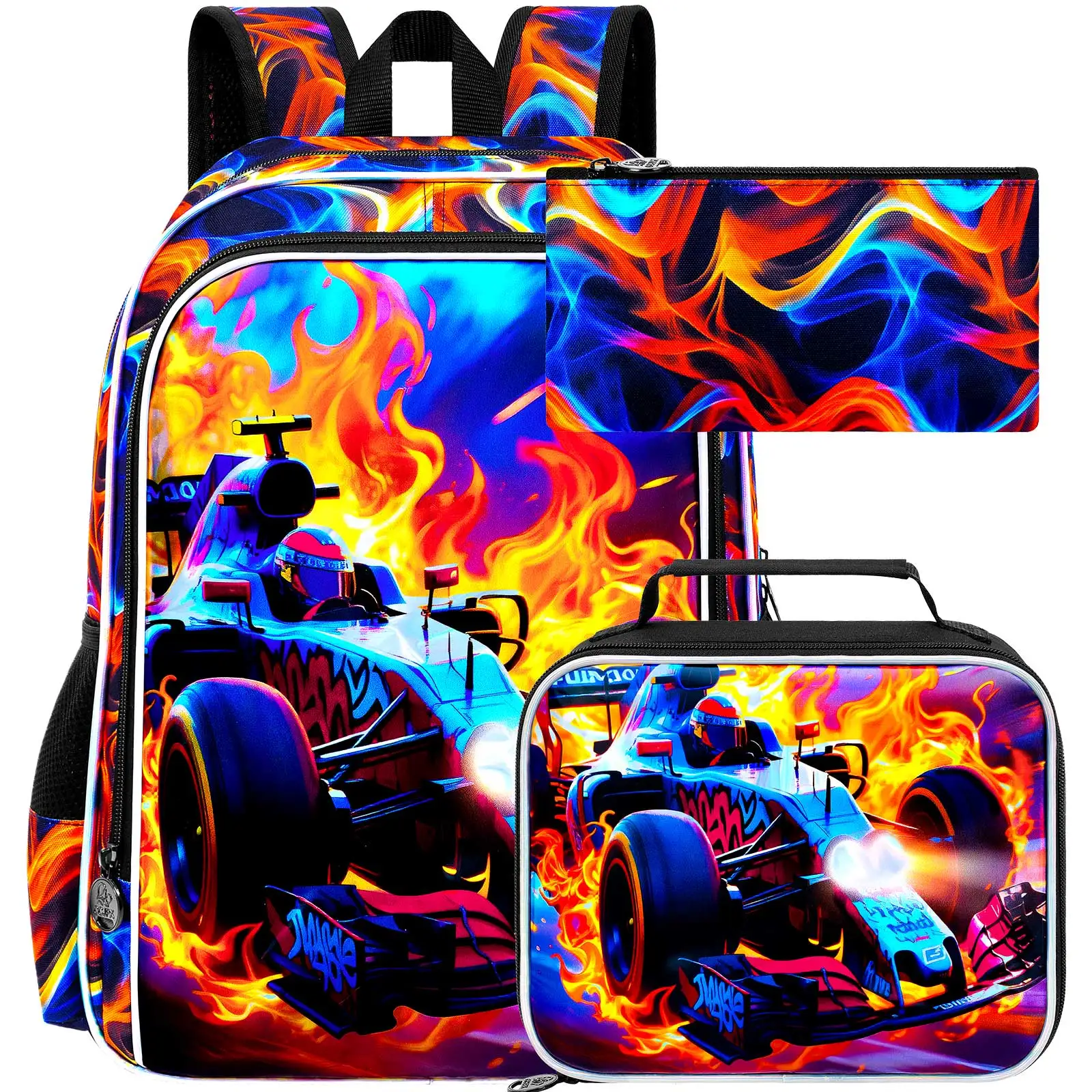 

Рюкзак для мальчиков 17 дюймов, школьный ранец с ланч-боксом, 3 предмета в комплекте, для начальной школы, дошкольников и детского сада