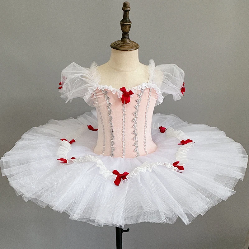 Vestido de dança para meninas, roupas de princesa para bailarina, tutu para performance, roupa profissional, fantasia de festa infantil