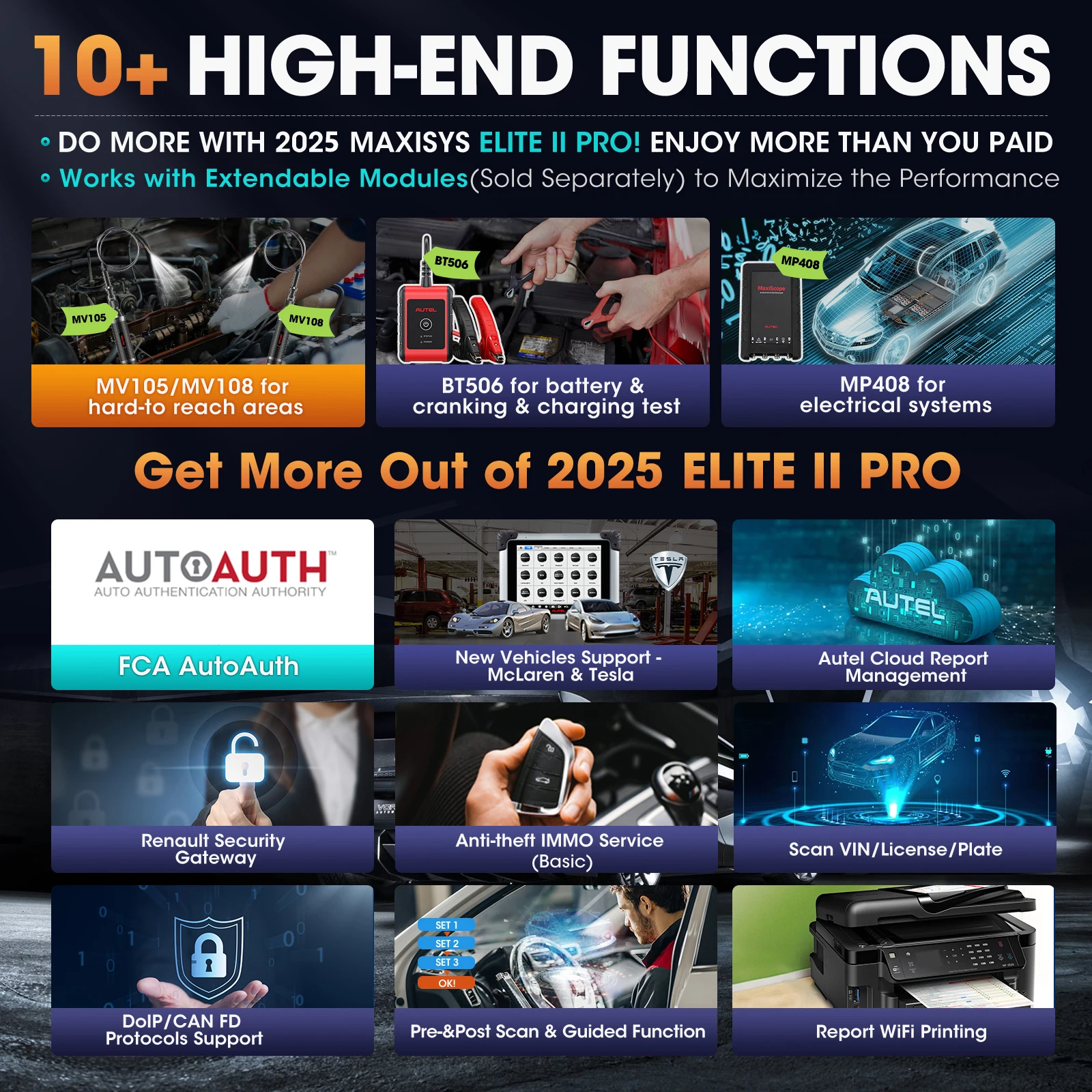 Autel Maxisys Elite II Pro Elite 2 Pro Diagnosegerät Identisch mit MS Ultra MS919 mit Motor TruSpeed Reparatur J2534 ECU-Programmierwerkzeug – Detail 4