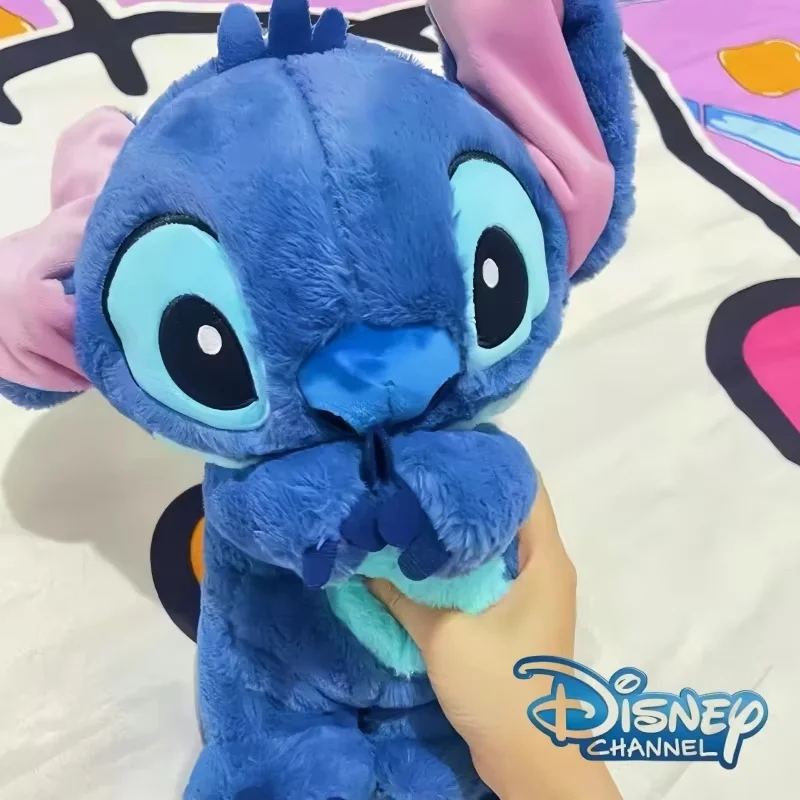 Śliczny Disney Stitch Baby Breathing Bear Pluszowa kojąca wydra Kojąca muzyka Towarzysz do spania Dźwięk i światło Lalka Zabawka dla dzieci Prezent