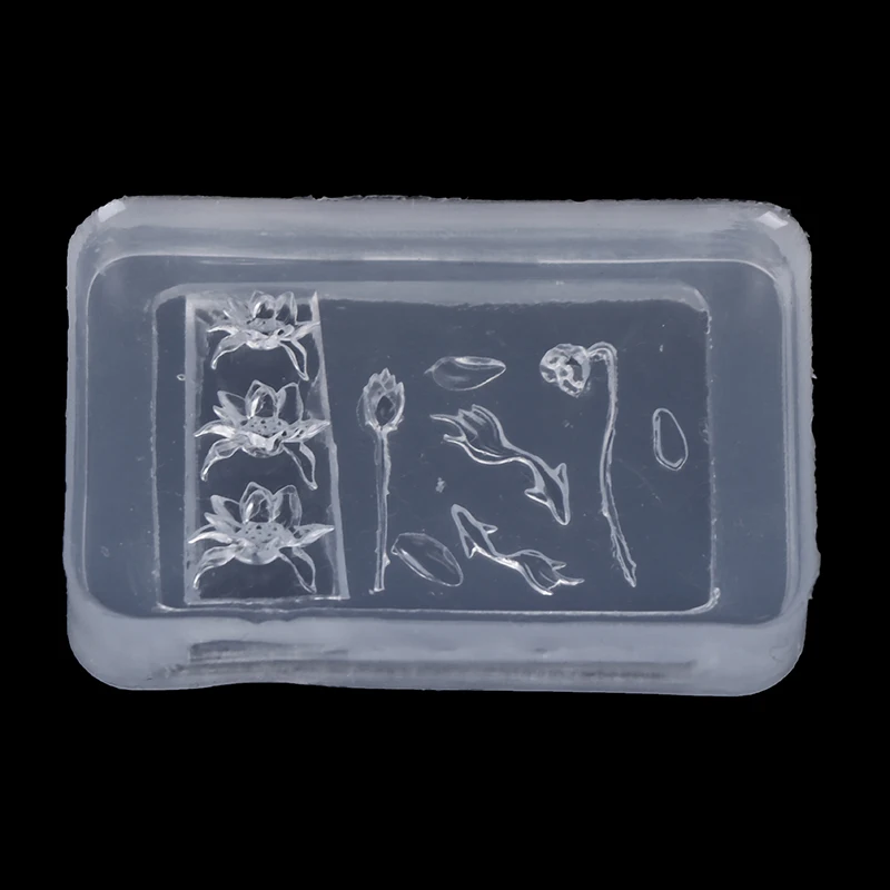 Flowers Series Embossed 3D Curved Nail Mold Lotus Flower Goldfish Diy High Transparent Nail Templates Nail Mold Art Decoration