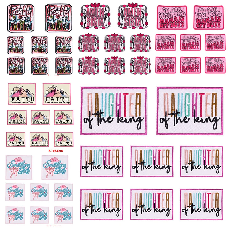 Wholesale 10PCS/Lot MAMA Cartoon Letter Patch Embroidered Patches For Clothing Western Cowboy Black Girl Patch Iron On Patches