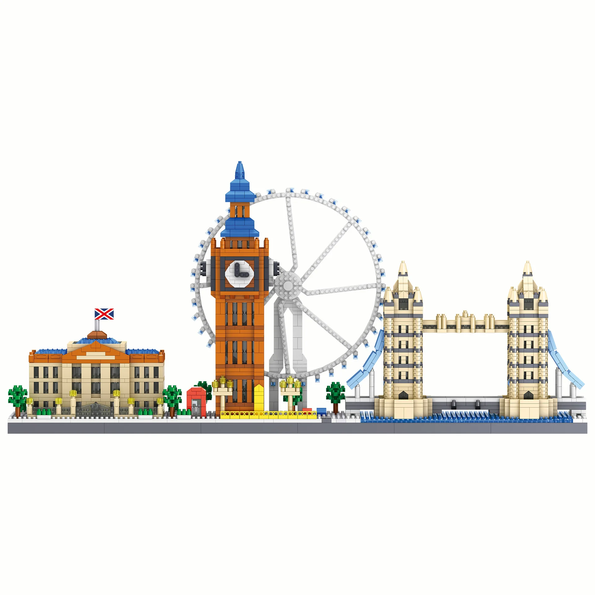 창의적인 건축 영국 런던 아이즈 스카이라인 마이크로 다이아몬드 블록 빅 벤 타워 브리지 건설 나노브릭 장난감 컬렉션