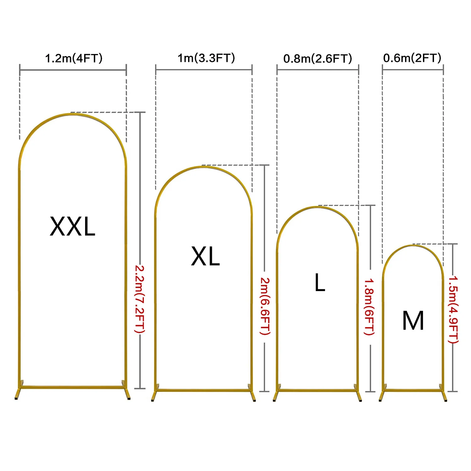 Braket Sandaran Lengkungan Pernikahan, Braket Sandaran Lengkungan Logam Emas Lengkungan Persegi untuk Pernikahan, Ulang Tahun, Pesta, Pengantin, Bayi, Sh