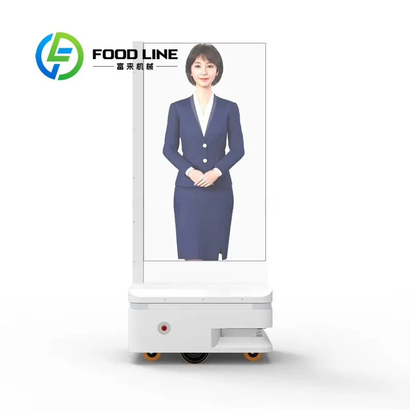 Transparent OLED Advertising Robot Auto Moving Interactive Advertising With High Clarity Transparent OLED Panel For Public Place