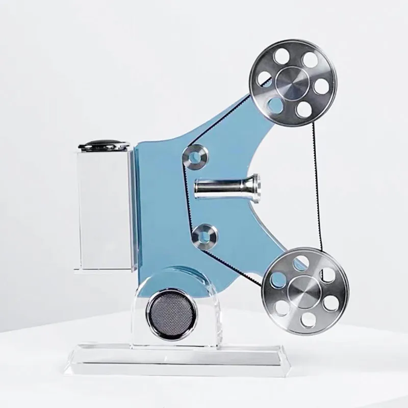European Vintage Crystal Film Projector Phonograph Statue, Home Decor Ornament for Living Room, Collectible Retro Audio Display