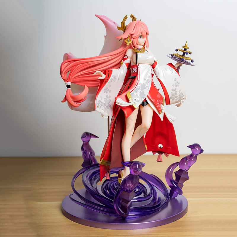 24 سنتيمتر Genshin Impact Yae Miko GK PVC عمل الشكل أنيمي نموذج لجسم اللعب جمع دمية هدية