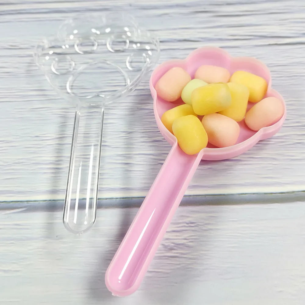 5Pcs Cute Bear Dot Cat Paw Lollipop Shape Plastic Candy Boxes Gift Packing Box for Animal Pets Birthday Baby Shower Party Decor