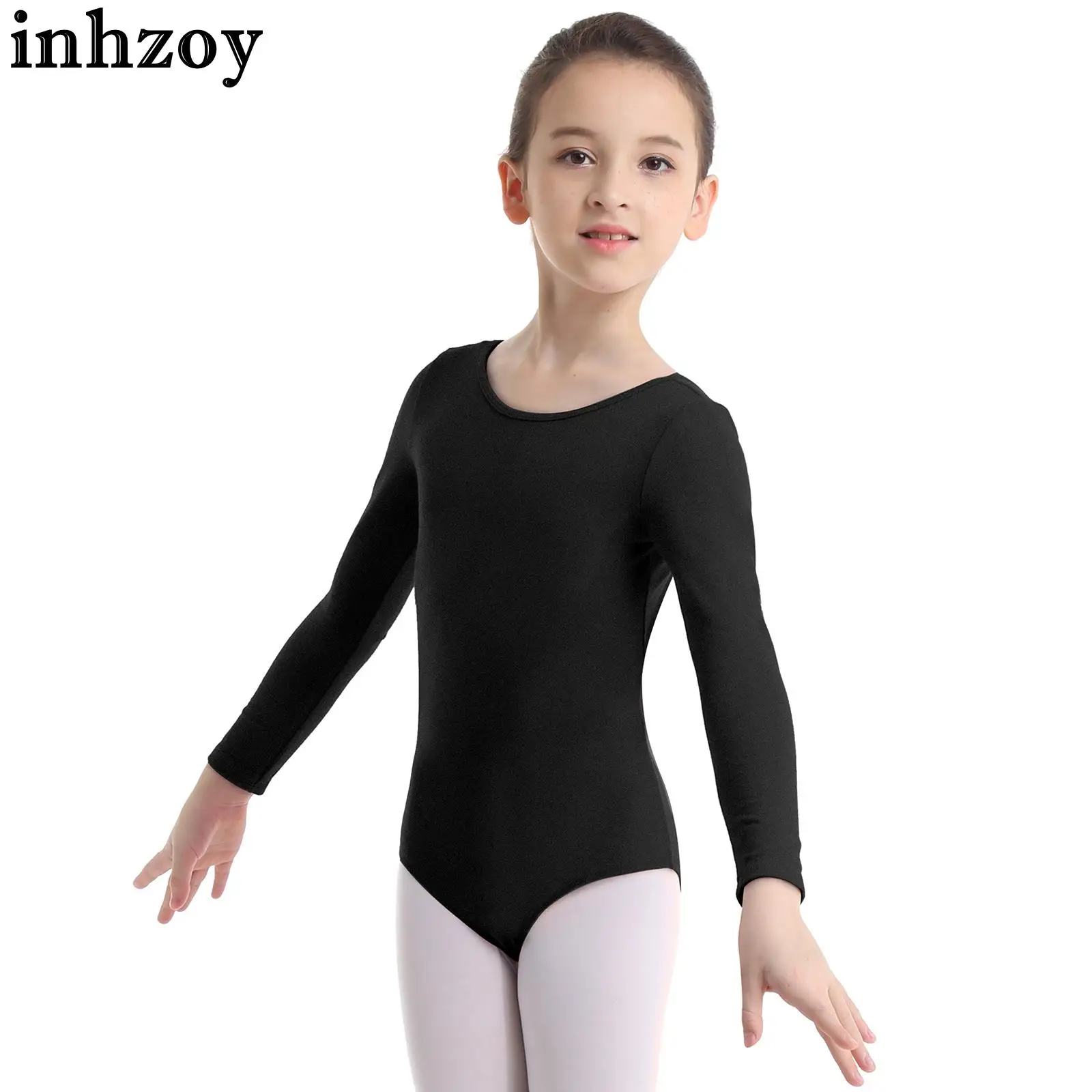 Girls Ballet Dance Leotards Black Gymnastics Cotton Dance Bodysuits Kids Childern Girl Long Sleeve Ballerina Leotards Costumes