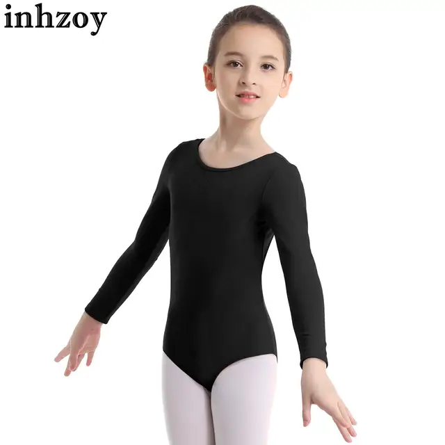 Dziewczęce trykoty baletowe czarne gimnastyka bawełniane body do tańca dziecięce dziecięce dziewczęce trykoty baleriny z długim rękawem kostiumy