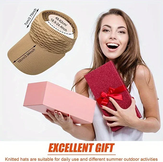 Lässige elastische Strickmütze, atmungsaktive Damen-Sonnenschutzhut mit leerem Oberteil für Outdoor-Sport und Sonnenschutz – Detail 8
