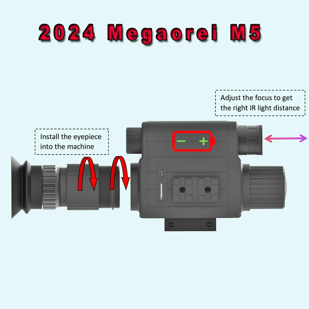 Imagem -04 - Escopo de Visão Noturna Infravermelha Monocular Digital 416x Zoom Âmbito de Visão Óptica Embutido 1080p Megaorei-m5