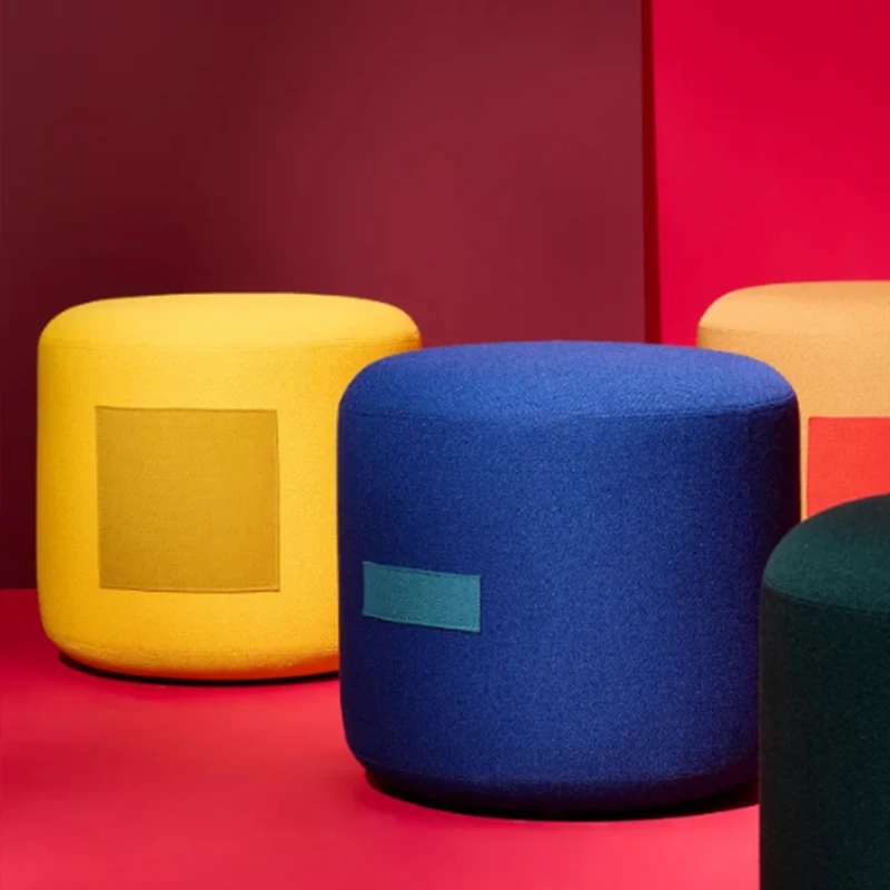 #Modern Simple New Arrival Customized Fabric Round Foot Stool Villa Home Living Room Designer Pouf Ottoman Bedroom Makeup Stool