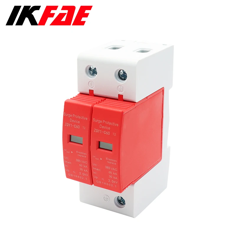 IKFAE AC SPD 1P 2P 3P 4P 30KA ~ 60K AC 385V Casa Protector contra sobretensiones Protección Dispositivo pararrayos de bajo voltaje