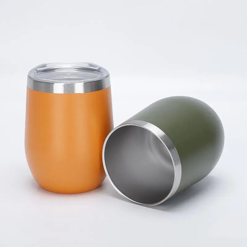 1Pcs U-shaped Vacuum Egg Shell Cup Cold Or Hot Stainless Steel Thermal Cup 360mL With Transparent Lid