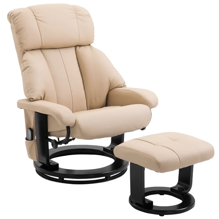 

HOMCOM Massage Recliner Chair with man 360 Swivel Recliner and Footstool 10 Point Vibration PU Leather Reclining Chair with Sid