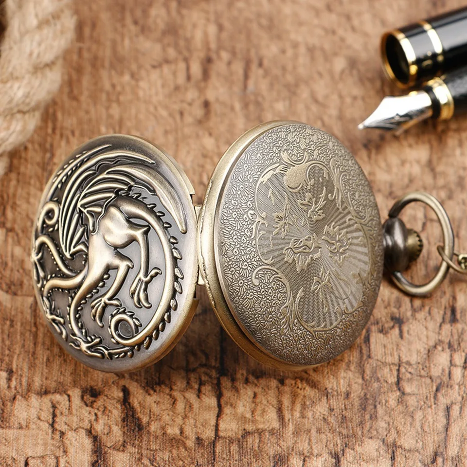 Three-headed Dragon Quartz Pocket Watch