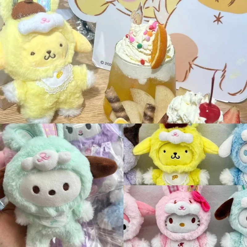 

Новая случайная кукла Hello Kitty Sanrio Family Dress up Elf Rabbit, виниловое лицо, плюшевая кукла, подвеска для девочек, брелок, кукла в подарок